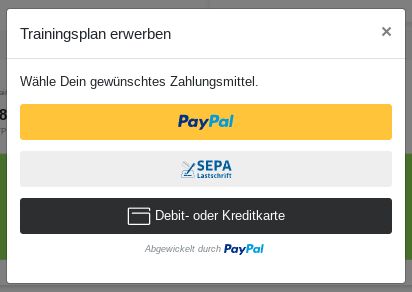 Plan über PayPal-Bestellen