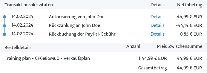 Transaktion in PayPal