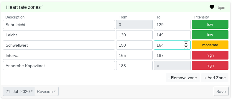 Herzfrequenzzonen anpassen