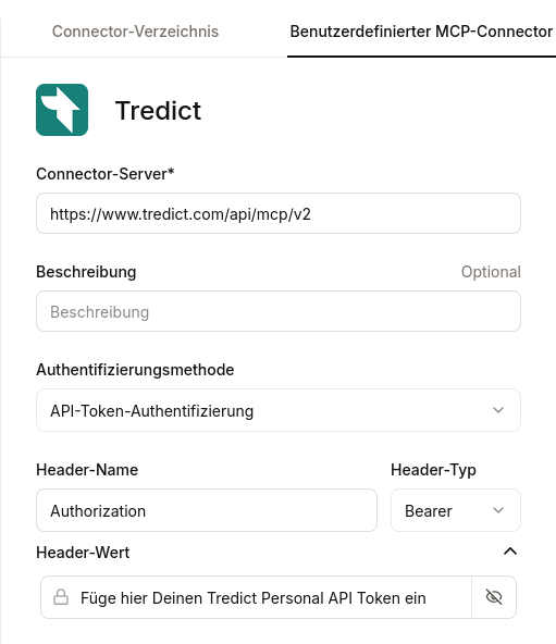 Tredict MCP-Konnektor in Mistral Le Chat hinzufügen.