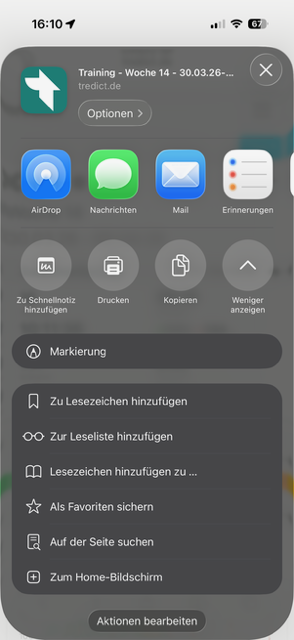 iOS Teilen-Menü mit der Option "Zum Home-Bildschirm".